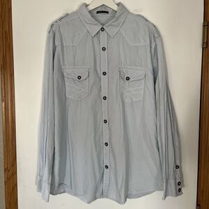Helix Long Sleeve Button Up Shirt Mens Size XXL Athletic Fit Blue Stripe